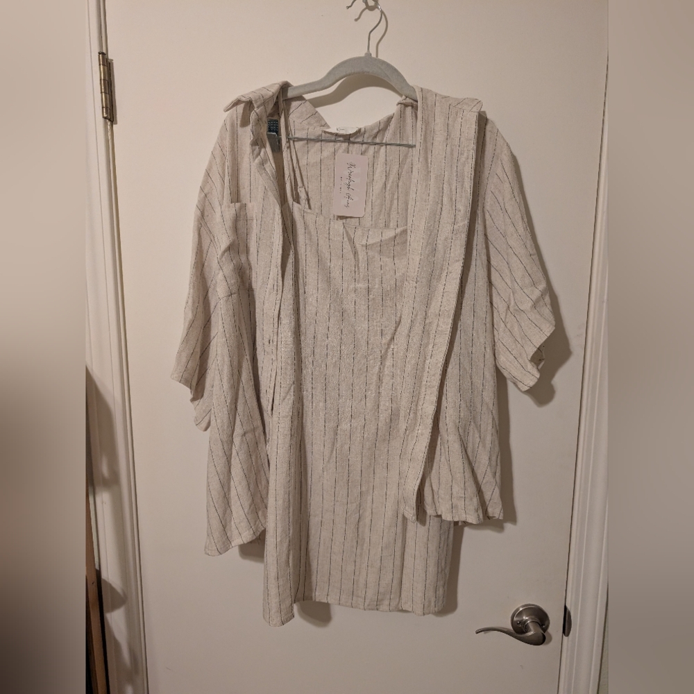 Striped Mini Dress And Shirt Set